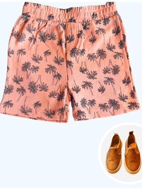 Kids 2T Coral Shorts and Gold Sneaker Set NWT